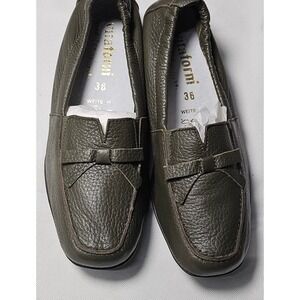 Vitaform‎ Olive Green Leather Loafer Flats Bow Comfort Shoes Womens EU 36/US 6